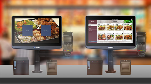 VESA Mounting <br />
OT-20 has VESA Mounting Interface Standard MIS-D75, <br />
75 mm X 75 mm, M4<br />
<br />
Counter or pole (dealer option)<br />
EFT terminal (dealer option)<br />
Receipt printer (dealer option)<br />
QR code reader (dealer option)