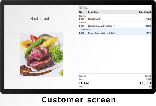 APOS MGP allows an HDMI display or a device with browser functionality to serve as a customer screen.