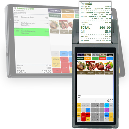 APOS-MGP can be installed not only on tablets but also on Android devices with built-in printers.